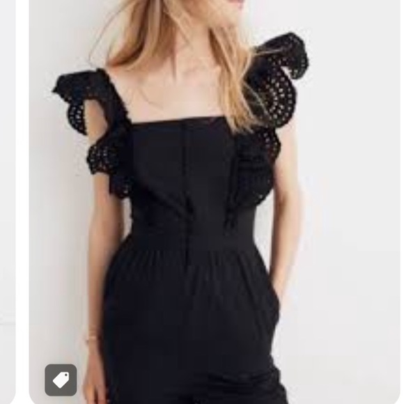Madewell Pants - Madewell Eyelet Frilled-Strap Jumpsuit Size 8